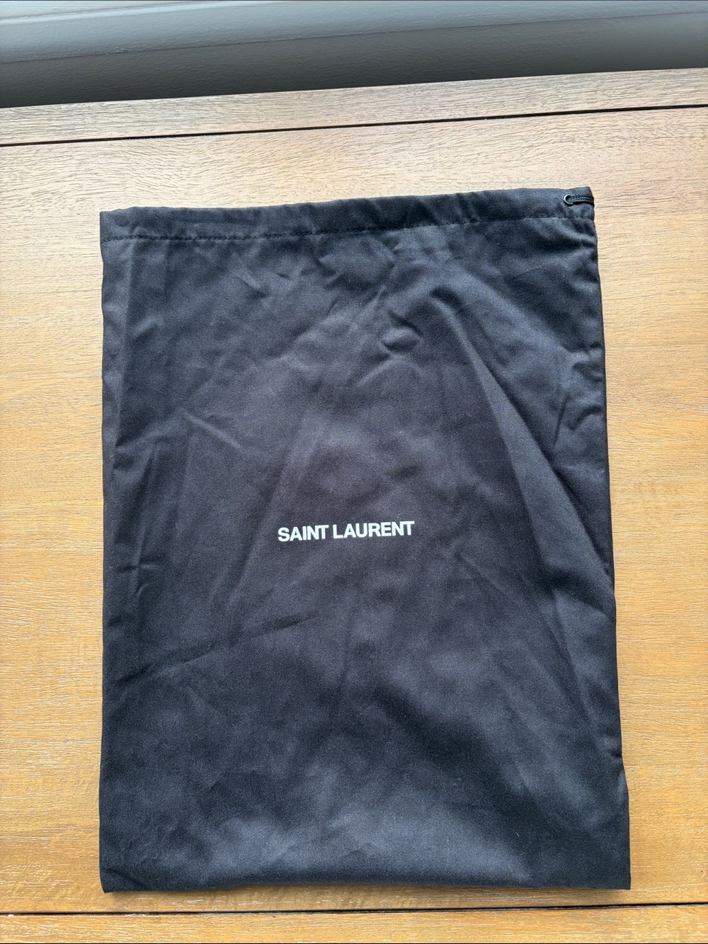 Saint Laurent Black Logo Drawstring Pouch
